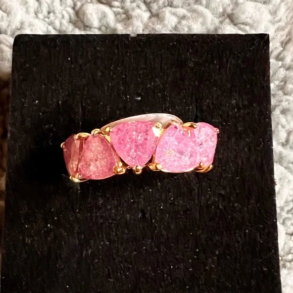 Bp Pink Gemstone Ring with Gold plating - Picture 2 of 3